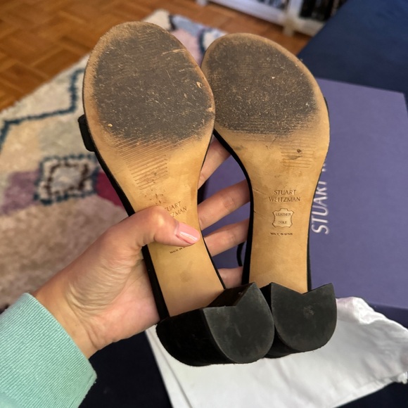 STUART WEITZMAN NearlyNude suede sandals black size 6 - Picture 10 of 11